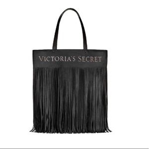 victoria secret black bag with fringe